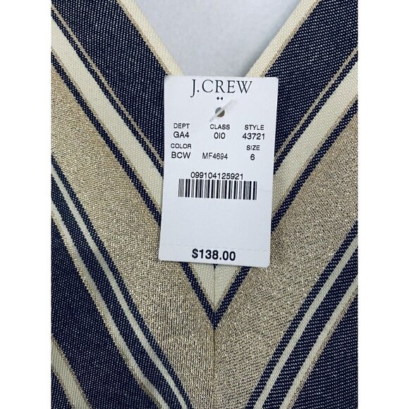 J Crew Womens 6 Fit and Flare Dress Black Gold Striped Lined Pockets Style 43721 - Picture 9 of 9